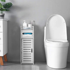 White Bathroom Cabinet, Waterproof Toilet Storage Cupboard Shelf Floor Standing Toilet Silm Shelf Storage Rack with Drawer Space Saver Organizer for Living Room Bedroom Kitchen Hallway 17 X 22 X 56Cm
