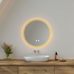 Round Wall-Mounted Bathroom Makeup Mirror, Frameless Glass Vanity Mirror for Hallways, Bathroom Accessories, Ideal Decorative Piece for Bedrooms, Dressing Rooms and Bathroom Vanity Units