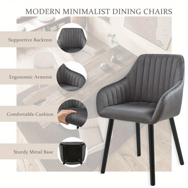 Modern Scandinavian Dining Chairs Suitable for - Ergonomic Armrests & Padded Seats with Cushioned Backrest, Soft /Upholstery & Sturdy Legs - - Modern Chairs, for, or for Company Events (Assembly Required)