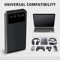20000/10000mAh Large Capacity Portable Power Bank, Suitable For Charging Android Electronics/ Mobile Phone Devices, Equipped With LED Display/ Dual Output Ports, Portable Emergency Power Supply Device For Outdoor Travel- White/ Black