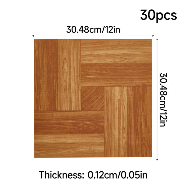 LIVINGANDHOME 30-Pack Self-Adhesive Vinyl Floor Planks Stickers, Wood Effect Flooring Tiles, 12