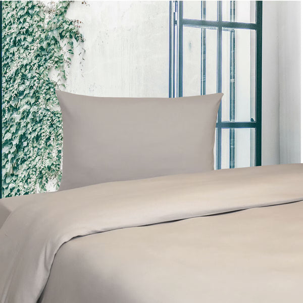 Portuguese Flannel Cotton 3 Piece Single Duvet Set, Grey Plaid