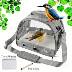 Portable Bird Travel Carrier with Stand and Shoulder Strap - Ideal for Parrots and Small Birds - Secure and Comfortable Pet Carrier Bag for Travel and Outdoors