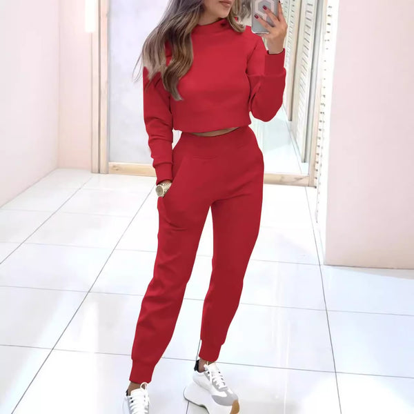 2024 New Style - Autumn and Winter Women's high-neck, fitted long-sleeved Casual Set