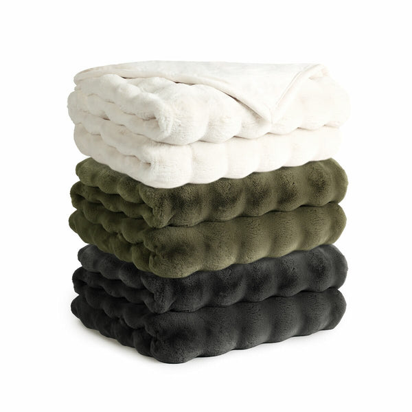 House & Home Bubble Faux Fur Throw in 3 Colours, 152 X 177 Cm