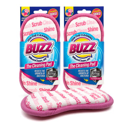 Buzz 2pk Cleaning Pads | Dual-Sided Non Scratch Scouring Pads | Reusable Kitchen & Bathroom Scrubbers for Dishes, Pots, Sink & Everyday Use | Washable Non Scratch Sponge Scourers