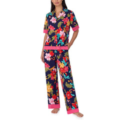 Room Service Notch Collar 2 Piece PJ Set in Blue