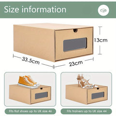 20pcs Shoe Storage Boxes Cardboard Shoe Boxes with Lids 33.5x23x13cm Shoe Organizer Containers Stackable Drawer Foldable Shoebox with Visible for Shoes File Dress or Toys