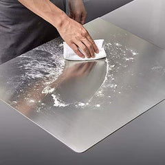 1 Oversized Extra-thick Stainless Steel Cutting Board, Modern Minimalist Style with a Silvery Rectangular Curved Design, Easy to Clean, Suitable for Industrial Science/kitchen Cooking/home/outdoor Camping, Kitchen Utensils, Lab Mats, Handmade Mats