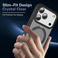 TECH SENSE Magnetic Case for iPhone with Stand, Compatible with MagSafe, Foldable Stand, Full Camera Lens Protection, Scratch-Resistant Translucent Matte Shockproof Phone Cover