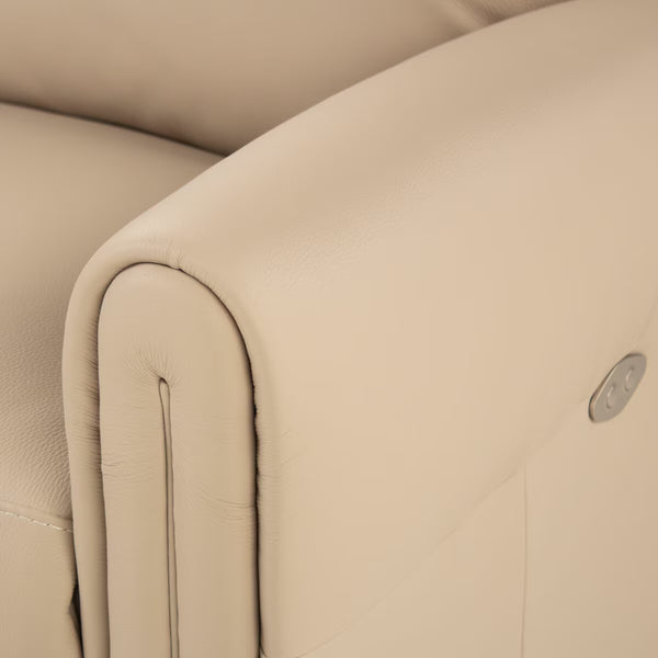 Nicoletti Atlanta Beige Leather Power Reclining 2 Seater Sofa