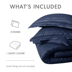 Premium Hotel Quality Satin Stripe Duvet Cover Set Double with Pillowcases | Reversible Soft Quilt Bedding | Easy Care Breathable Luxury Quilt Cover
