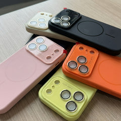Luxury Orange HD Transparent Magnetic Wireless Charging Phone Case Compatible With IPhone 17 Pro Max Air 16 15 14 13 12 11 Pro Max 17 Pro Cases Shockproof Soft Frame Hard Back Cover