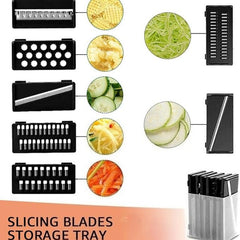 Multifunction 9-in-1 Slicer Dicer Food Chopper with Draining Basket for Salad, Carrot, Potato | Easy Storage Kitchen Gadgets (Large Capacity)