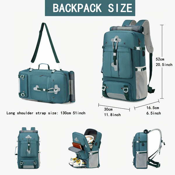 ENOSHI Airline Approved Travel Backpack with Shoe Compartment & 43.94cm Laptop Sleeve - USB Charging Port, Adjustable Straps, Mesh Pockets - Durable Polyester Gym, Business & Weekend Backpack for Men & Women (Light Gray), Workout Gear, Functional Compartm