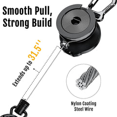 MNGARISTA Retractable Badge Holder, Heavy Duty Carabiner Keychain, Tactical ID Card Holder with 31.5