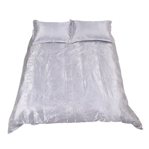 Luxury European Style Satin Jacquard Duvet Cover Three-Piece Set Single/Double/King/Super King Size, Soft Comfortable Floral Pattern Bedding Set, Machine Washable, Zipper Closure, High-Quality Quilt Cover Set for All-season Use, Bedroom, Hotel, Guest Room