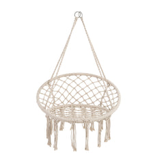 Courtyard Woven Hanging Basket, Hanging Cotton Rope Iron Ring Hanging Chair, Balcony Rocking Chair, Suitable for Indoor, Outdoor, Home, Balcony, Courtyard, Garden, Maximum Load Capacity: 200kg, Material: Iron Ring, Cotton Rope (No Include Cushion)