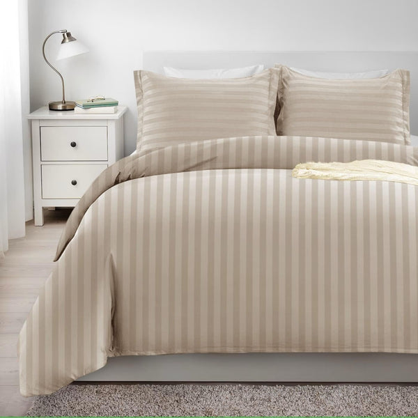 Luxurious Hotel Quality SATIN STRIPE DUVET/QUILT COVER BEDDING SET with Pillowcases All Sizes Bedding Set - 3pcs Hypoallergenic Satin Stripes Microfiber Duvet Quilt Cover with Pillow Cases - Soft Comfortable, Durable Breathable & Anti-Wrinkle Duvet Cover