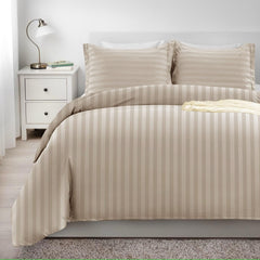 Luxurious Hotel Quality SATIN STRIPE DUVET/QUILT COVER BEDDING SET with Pillowcases All Sizes Bedding Set - 3pcs Hypoallergenic Satin Stripes Microfiber Duvet Quilt Cover with Pillow Cases - Soft Comfortable, Durable Breathable & Anti-Wrinkle Duvet Cover