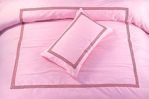 Embroided Baratta Stitch Duvet Cover Set with Matching Pillowcases - Ultra-soft Brushed Microfibre – Chic & Modern Design – Easy Care & Machine Washable