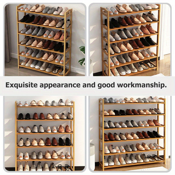 TOYANDONA Space-Saving Bamboo Shoe Rack, Multi-Tier Freestanding Organizer, 4/5/6 Tier Organizational Shelf for 24-30 Pairs of Shoes, Suitable for Entryway, Closet, Bedroom And Hallway Storage