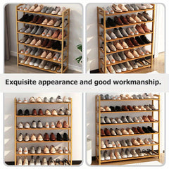 TOYANDONA Space-Saving Bamboo Shoe Rack, Multi-Tier Freestanding Organizer, 4/5/6 Tier Organizational Shelf for 24-30 Pairs of Shoes, Suitable for Entryway, Closet, Bedroom And Hallway Storage