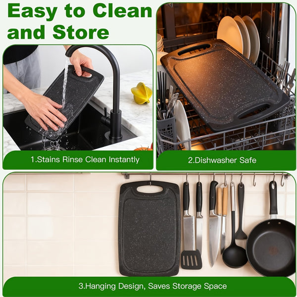 3pcs/13pcs Kitchen Cutting Board, Plastic Cutting Board, Thick Cutting Board, Suitable For Cutting Meat, Vegetables, And Fruits, With Easy-grip Handle, Dishwasher Safe.