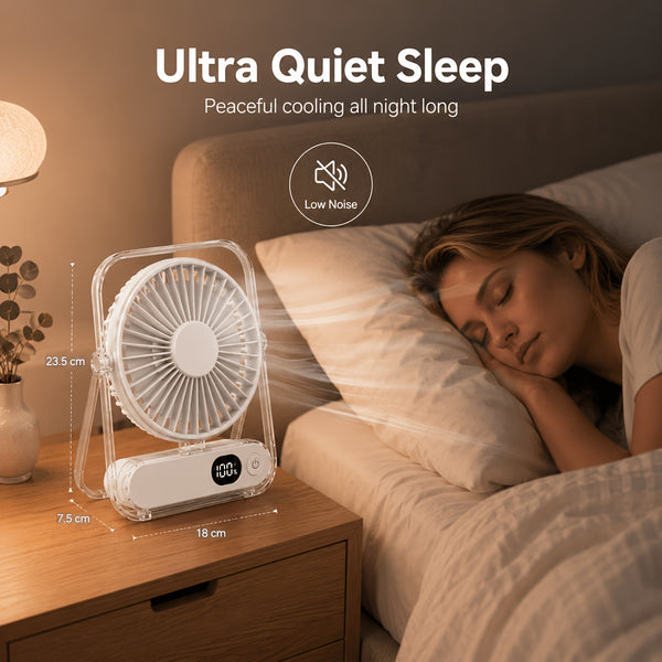 Portable Wearable Belt Fan & Flashlight Suitable for Outdoor, Hands-Free Clip- Cooling System with Quiet Operation, Strong Airflow - for Camping,, Night Shift, - for Belt Attachment (No Desk Use)