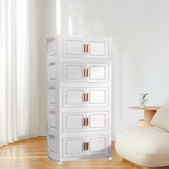 Versatile 5 Tier Storage Bins with Wheels - Durable Plastic Material - Stackable Storage Bins for Organizing Clothes, Toys, and Other Items