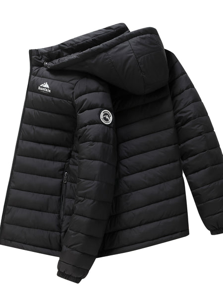 Men's winter Windproof warm Jacket hooded and detachable casual jacket, Men's Fashionable Quilted, Machine Washable - Heavy-Duty Cold Weather Coat, Men's Winter Outdoor Activities Slightly High Quality Jacket High Quality Business Black Jacket.
