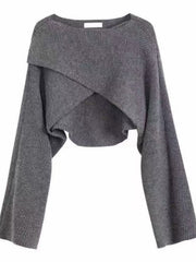 2025 Autumn New Style - Irregular Short Sleeve Sweater - European, American And Korean Design - Trendy But Uncommon Crop Top Sweater for Women