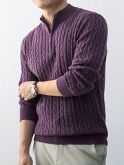 Christmas Gift for Men, New Twist Zipper Collar Pullover Sweater, Autumn And Winter Style, with Velvet, Thickened, Warm And Cold-Resistant, Can Be Worn Inside Or Outside, Casual And Versatile Essential, Knit