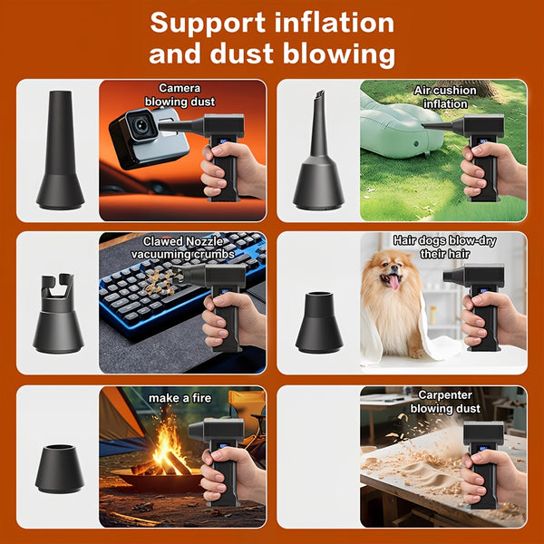 140000RPM Violent Turbofan And Handheld Vacuum Cleaner, 4-Speed, LCD Display, Wireless Vacuum Cleaner, Handheld Fan, Yard Garden Cleaning Tool, Snow Leaf Blower for Portable Air Blowers for Computers, Keyboards, Outdoor Yard Car Cleaning