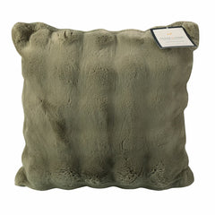 House & Home Faux Fur Bubble Cushion in Green, 50 X 50 Cm