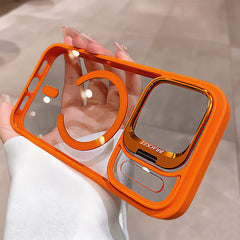 Phone Case: Luxury Matte Transparent Non-slip Shockproof Magnetic Bracket Phone Case for iPhone 17 Air 16 15 14 13 12 11 Pro Max Plus with Lens Film Protection Cover
