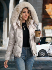 Women's Winter Jacket with Hood & Collar - Puffer Coat, Elegant Warm Outerwear for Cold Weather, Hand Washable Coats (No Belt/Hem Adjustments) - Casual to, Winter Coats For Women,