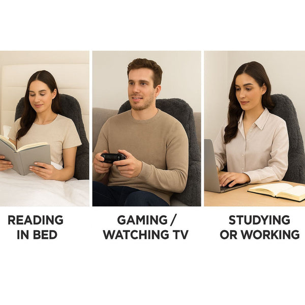 Teddy Fleece Reading Pillow with Arms Soft Backrest Support Cushion 65x40cm for Bed and Sofa in 4 Colours