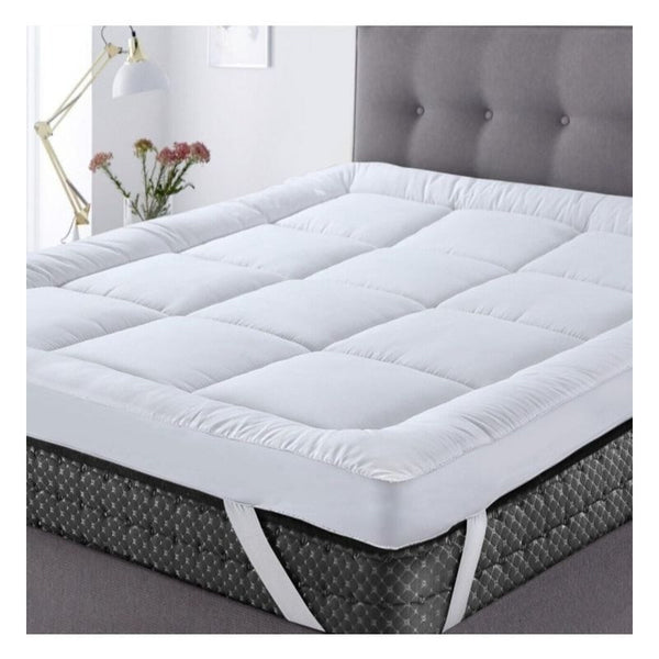 Luxury Mattress Topper Extra Thick 4-Inches / 10cm Deep | Fitted Bed MattressesToppers with Soft Fiber | Single Double King Super King Small Double Sizes Bedding Size
