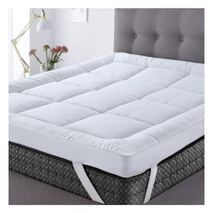 Luxury Mattress Topper Extra Thick 4-Inches / 10cm Deep | Fitted Bed MattressesToppers with Soft Fiber | Single Double King Super King Small Double Sizes Bedding Size