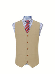 Men'S Vest Wool Blend Herringbone Vintage Men'S Fashion Vest, Groom Best Man Formal Wedding Party Casual Vest