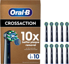 Oral-B Pro Cross Action Electric Toothbrush Head, X-Shape and Angled Bristles for Deeper Plaque Removal, Pack of 4 Toothbrush Heads, Black