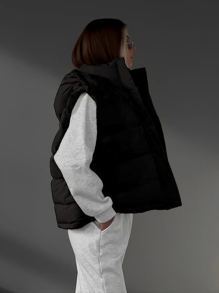 Women'S Plain Color Basic Daily Insulated Puffer Vest