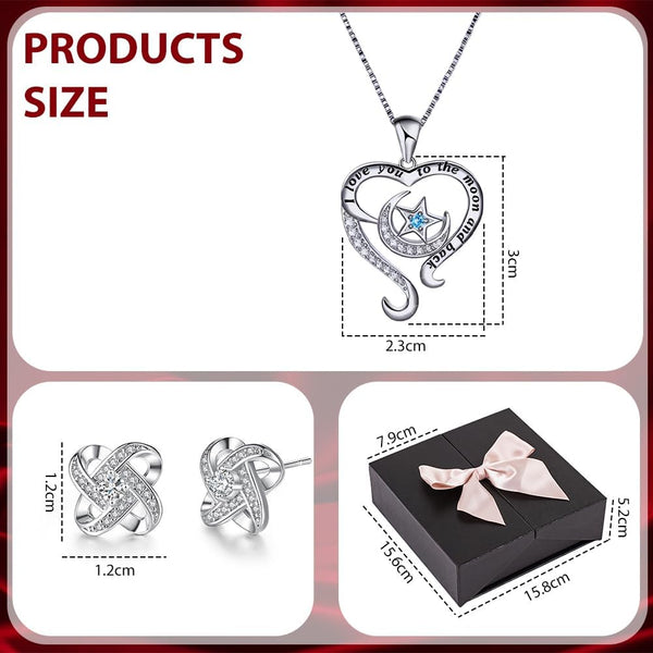 Eternal Flowers Rose Gift Box, Love You Necklace and Earring, Gifts for Women Mum Her, Artificial Rose Flowers for Women Girls for Birthday, Valentines Day, Christmas Silvery