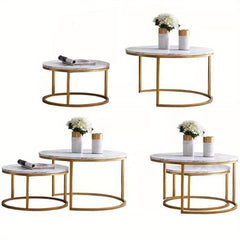 Nesting Coffee Tables Set of 2 Round Stacking Sofa Side Tables for Living Room