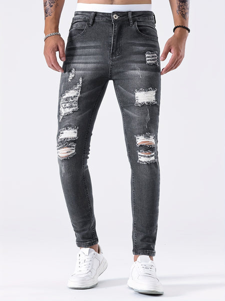 European and American Stretch Ripped Skinny Jeans