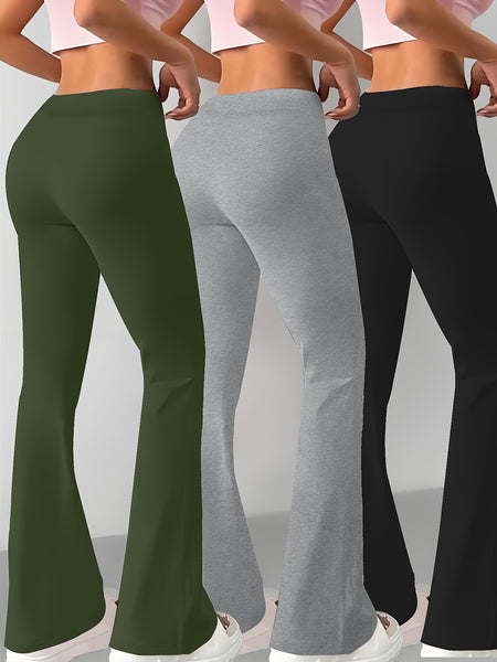 European and American Spring/Summer New Fashion Women's Bottoms: Flared Straight-Leg Pants with Classic English Text Print, Daily Casual Butt-Lifting Peach Butt Long Pants, Three-Piece Set