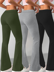 European and American Spring/Summer New Fashion Women's Bottoms: Flared Straight-Leg Pants with Classic English Text Print, Daily Casual Butt-Lifting Peach Butt Long Pants, Three-Piece Set