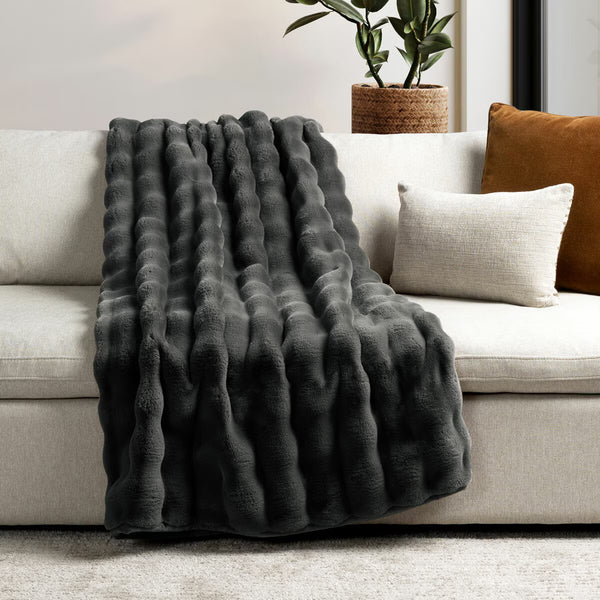 House & Home Bubble Faux Fur Throw in 3 Colours, 152 X 177 Cm