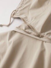 Drawstring Waist Hooded Zip Up Coat, Casual Long Sleeve Coat for Fall & Winter, Women's Clothing